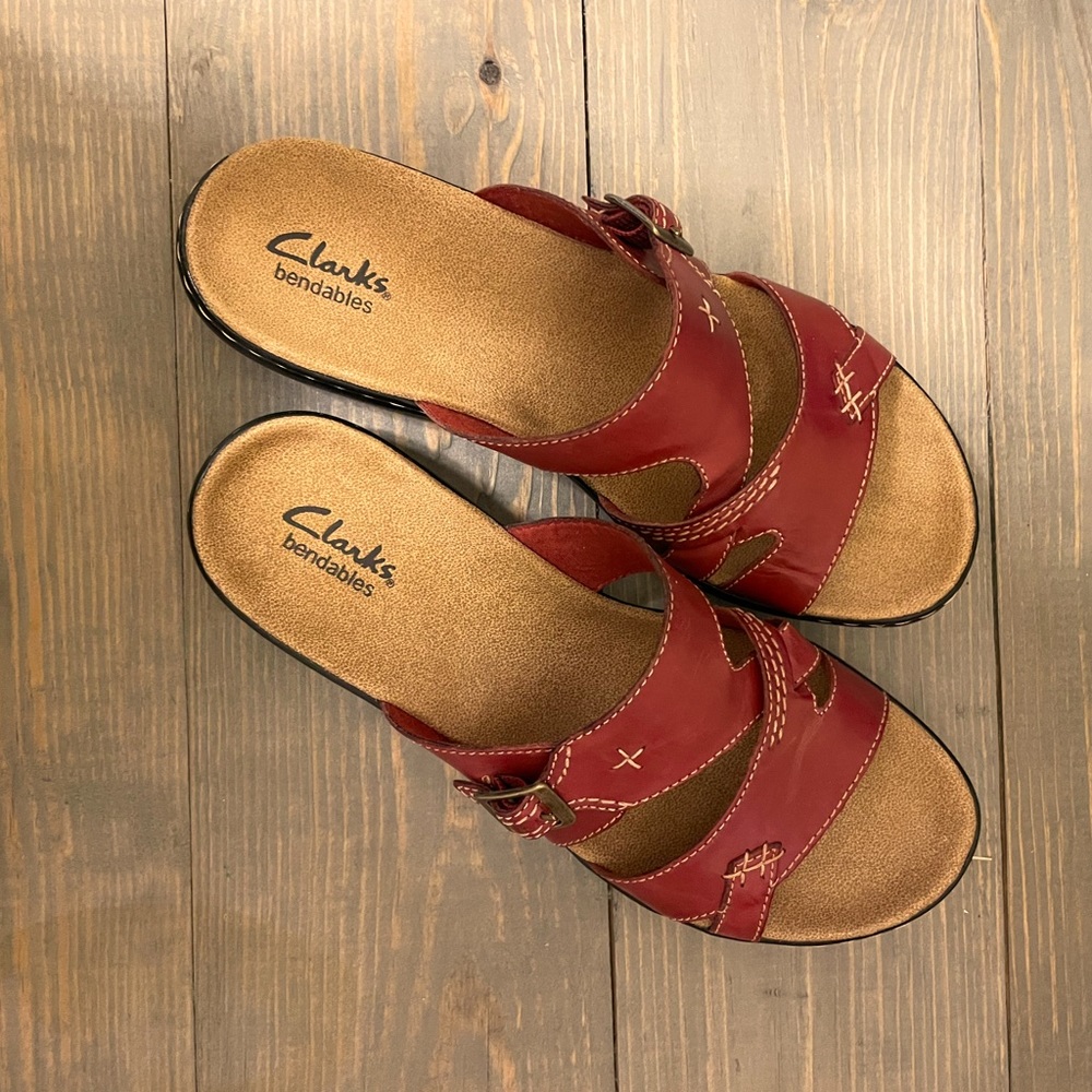 Clarks Leisa Mallow Red Leather Sandal
